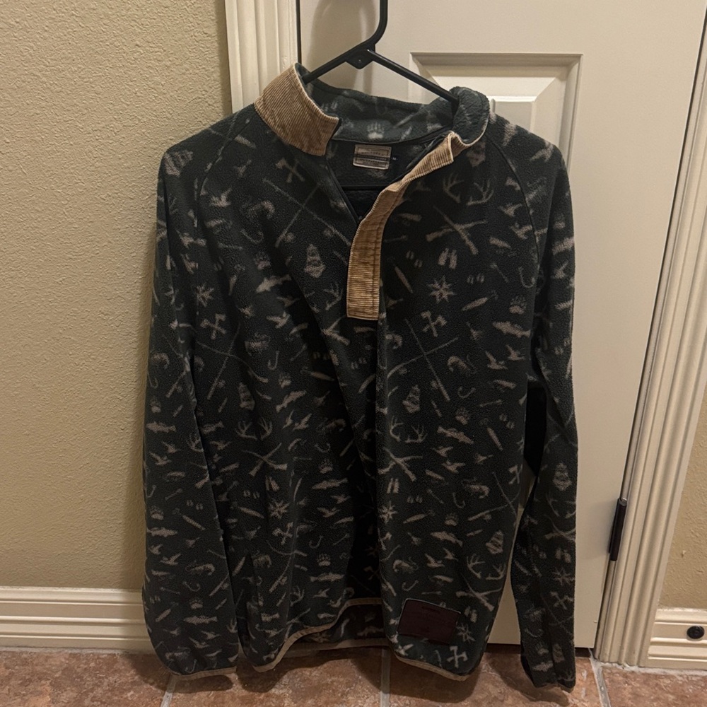 Southern Marsh Dark Green Patterned Zip Up Sweater
